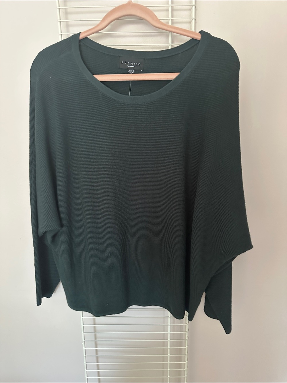 Premise Oversized Ribbed Crewneck Sweater - Forest Green